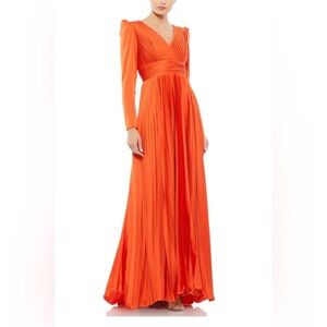 Mac Duggal Vibrant Orange Long Sleeve Gown
